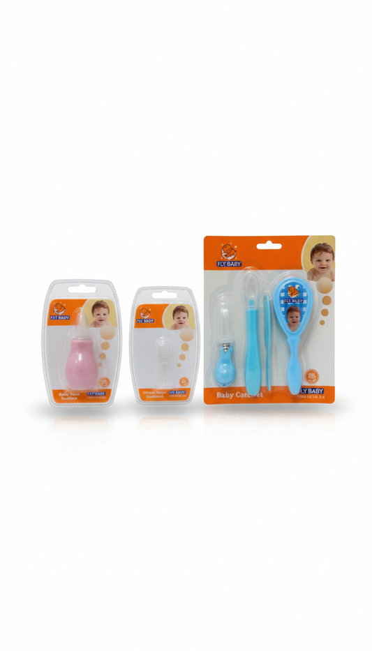 Baby Care Essentials Kit – Gum Brush, Nasal Aspirator & Grooming Tools